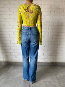 Hemant & Nandita | Floral Crop Top | Mustard