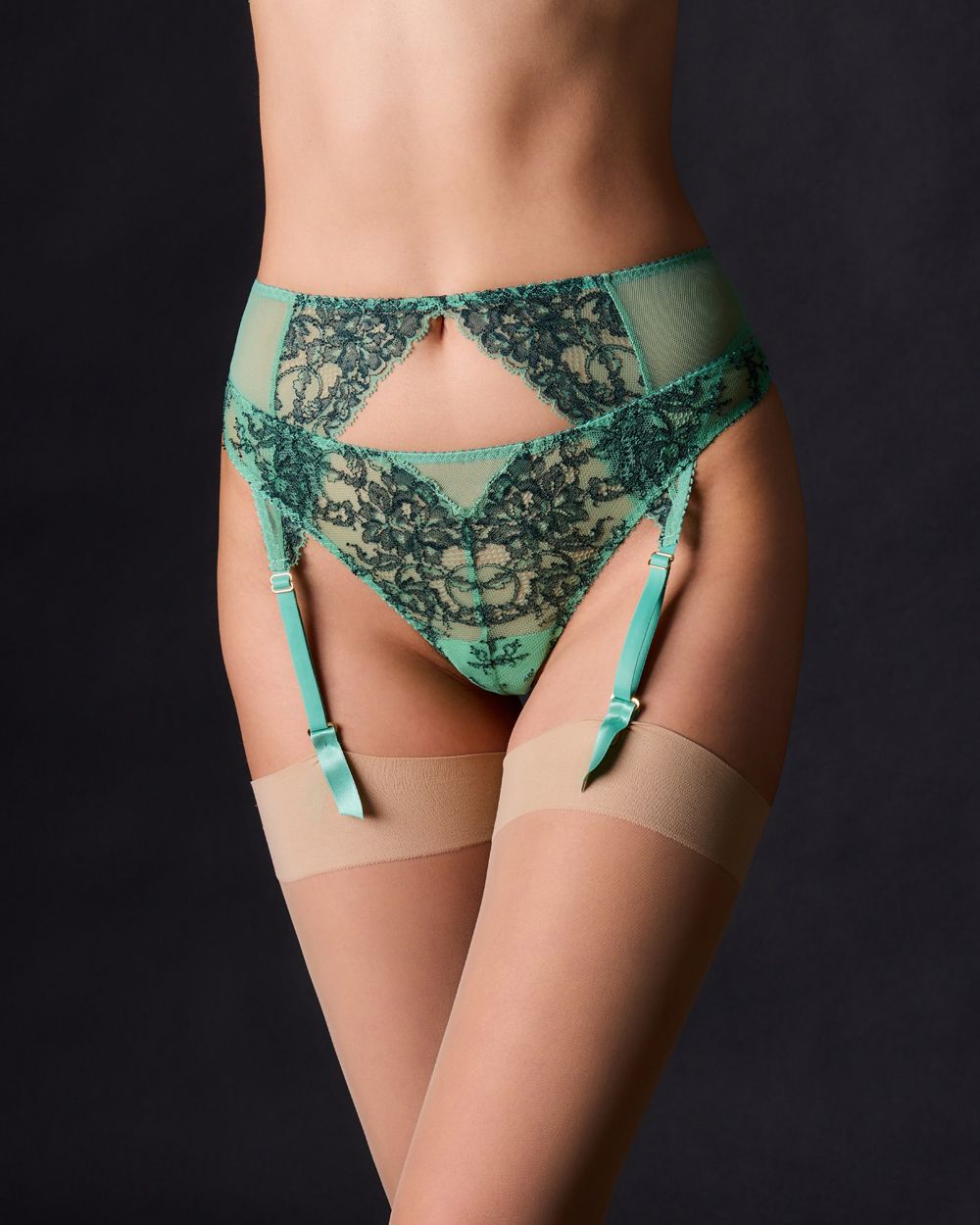 Women | Chloe Suspender Belt | Verre De Mer/Emerald