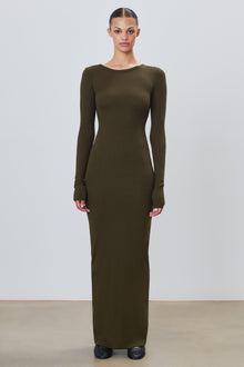 LONG SLEEVE CREWNECK MAXI DRESS - ETERNE