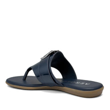 Glitz Sandal Flat | Navy Faux Patent