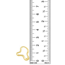 14k recycled gold Plain Ripple Charm on a white background with a ruler measuring, 18mm long