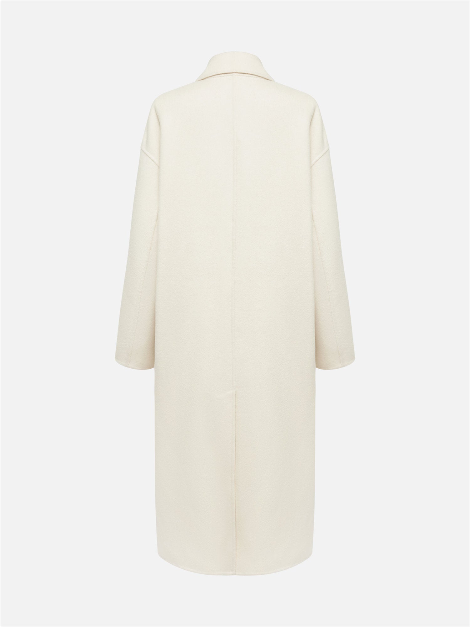 Notched Collar Cashmere Double-Breasted Coat | White
