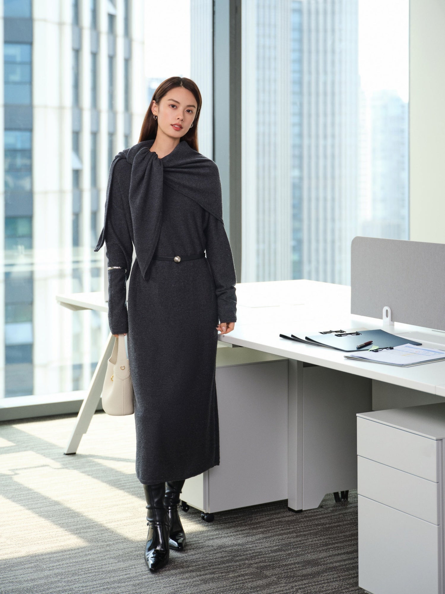 Wool Cashmere Knit Skirt | Grey