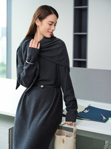Wool Cashmere Knit Skirt | Grey