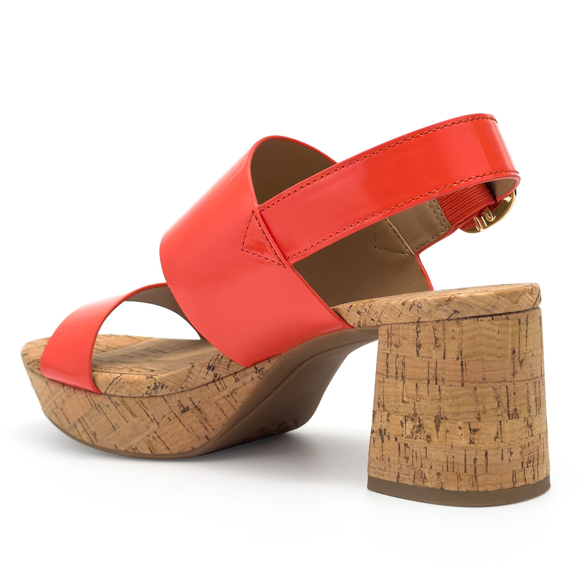 Camera Sandal Platform | Orange Faux Patent