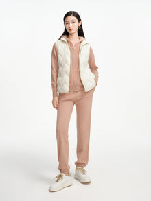 Knitted Panel Down-Padded Gilet | Beige