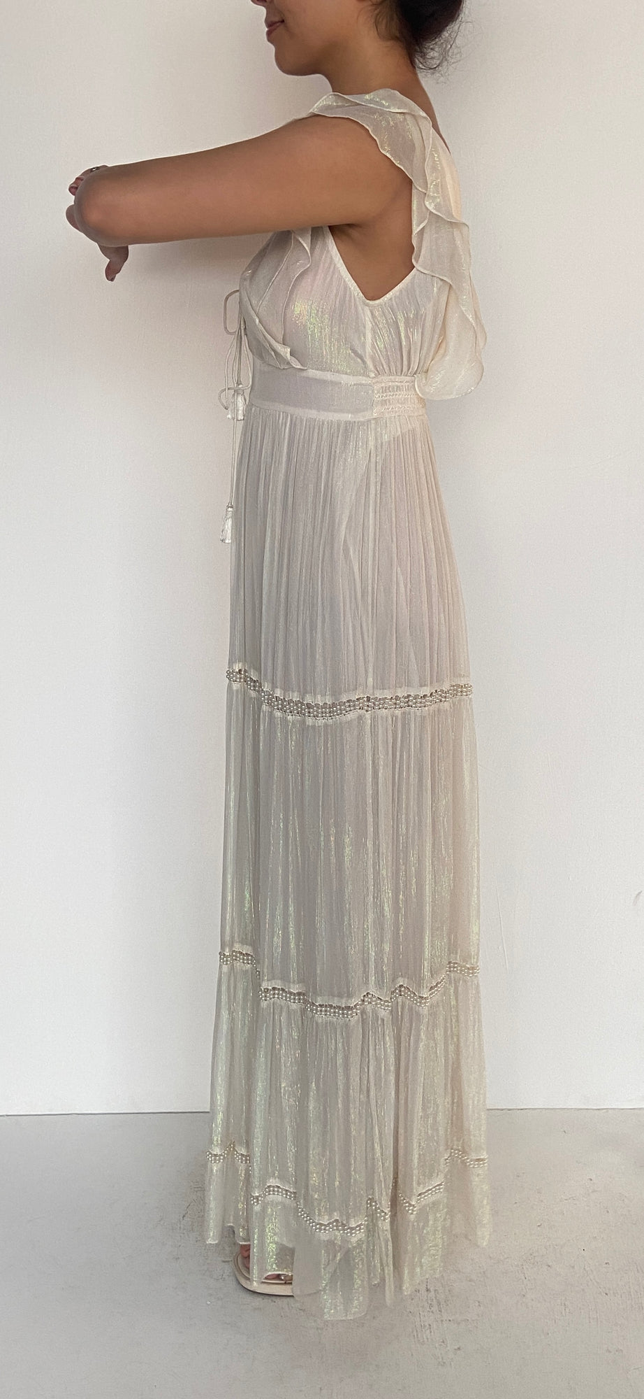 Hemant & Nandita | Lurex Long Dress | White
