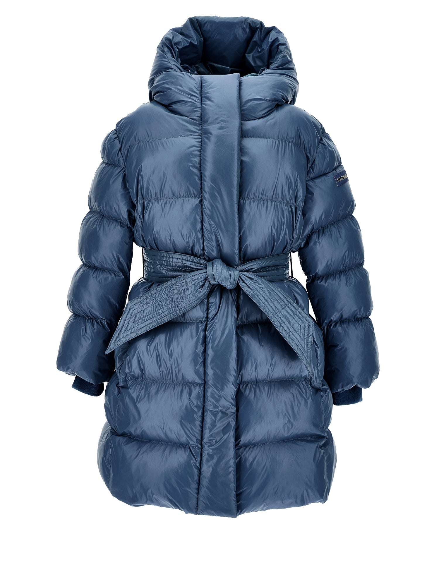 Girls | Padded Coat With Ribbon Belt | Ocean