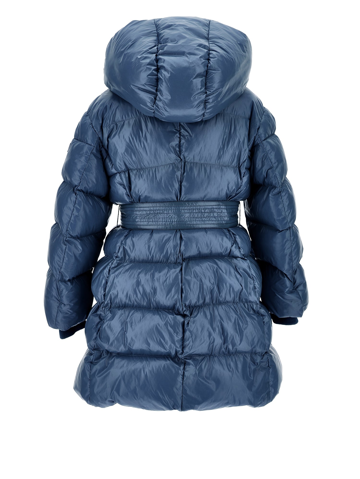 Girls | Padded Coat With Ribbon Belt | Ocean
