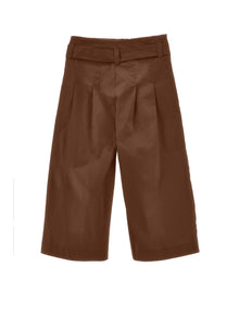 Girls | Cropped Poplin Trousers | Dark Brown