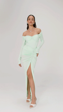 Micaela Off Shoulder Top | Green