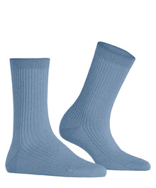 Womens | Shiny Rib Socks | Ice Blue