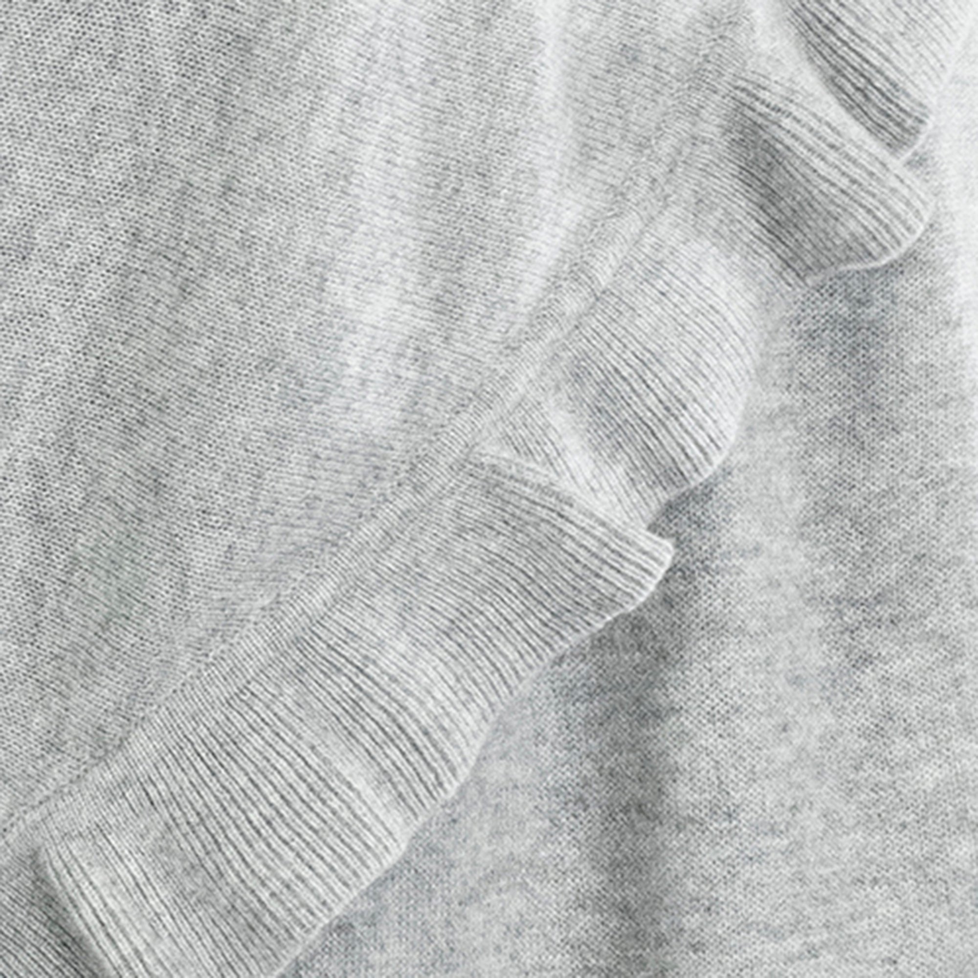 Womens | Cashmere Ruffled Shawl | Light Grey