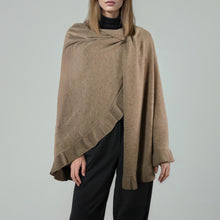 Womens | Cashmere Ruffled Shawl | Nile Brown