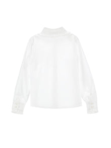 Girls | Stretch Shirt With Bow | White/Blue