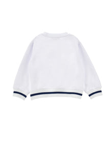 Girls | Closed Sweatshirt With Bunny Print | White/Blue