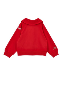 Girls | Two-Tone Sweatshirt With Collar | Red