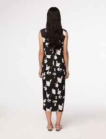 Another Tomorrow Pinstripe Floral Sleeveless Dress in Floral Plaid – Viscose Women's Dress