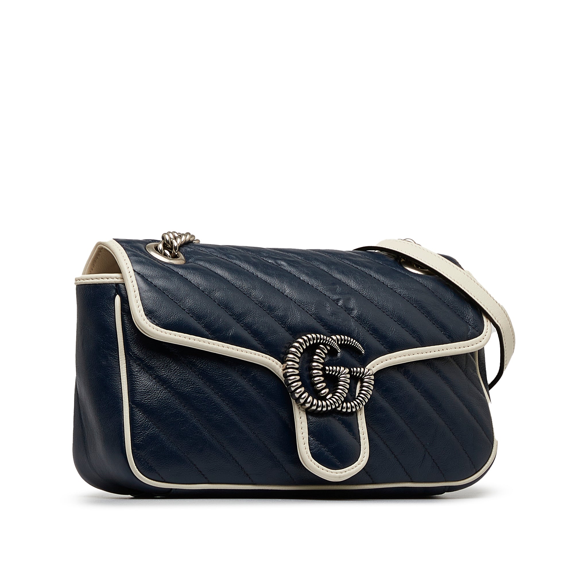 Gucci Pre-Owned Small GG Marmont Matelasse Crossbody Bag | Women | Blue x Navy