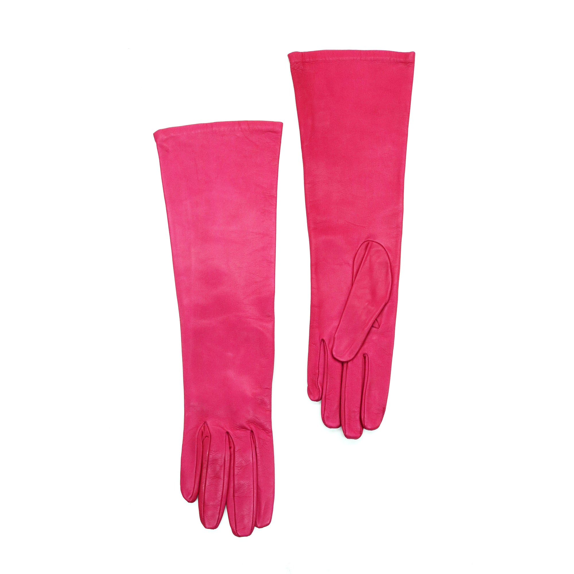 Womens | Made In Italy Long Leather Gloves | Bright Fuschia
