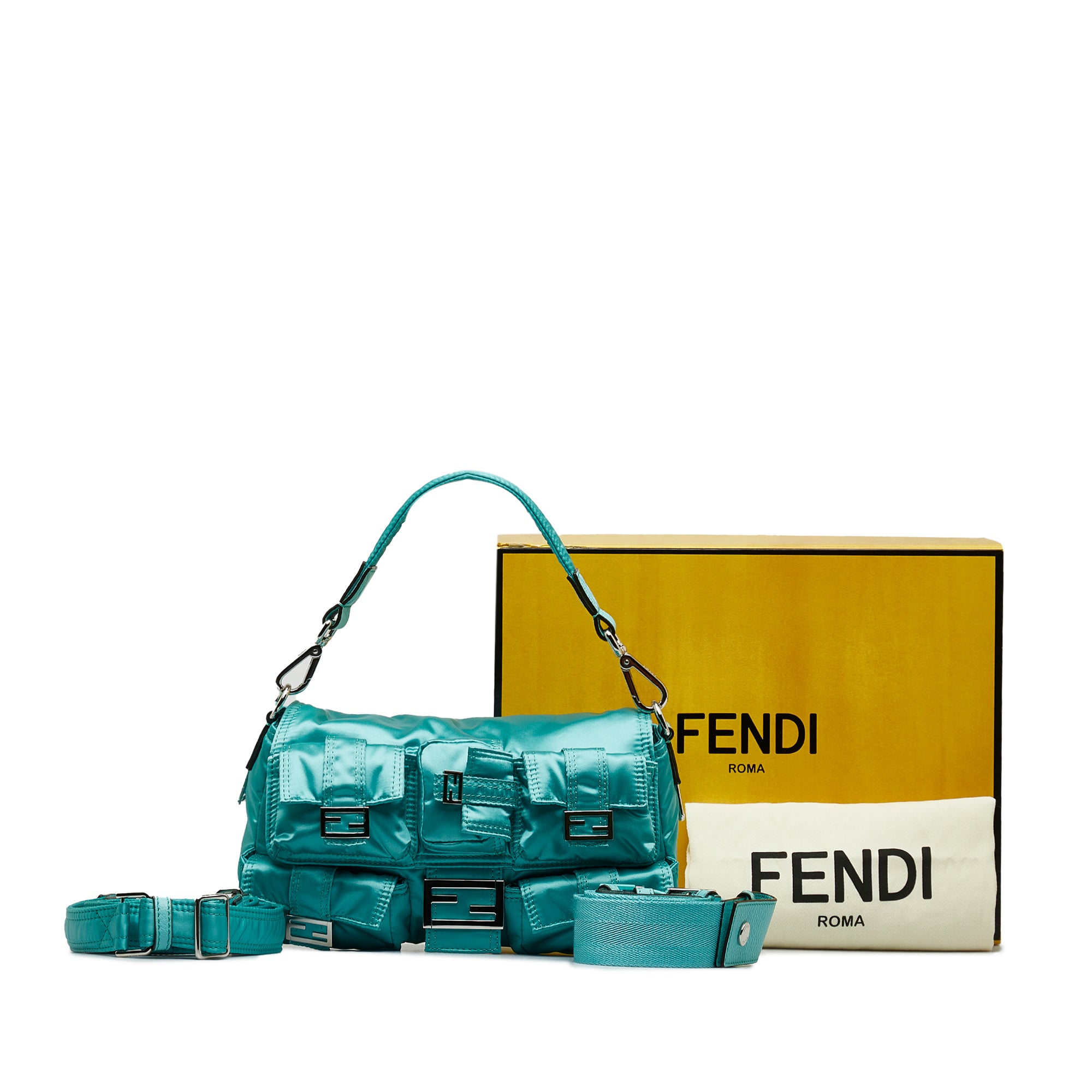 Fendi Pre-Owned Nylon Multipocket Baguette | Women | Blue x Turquoise