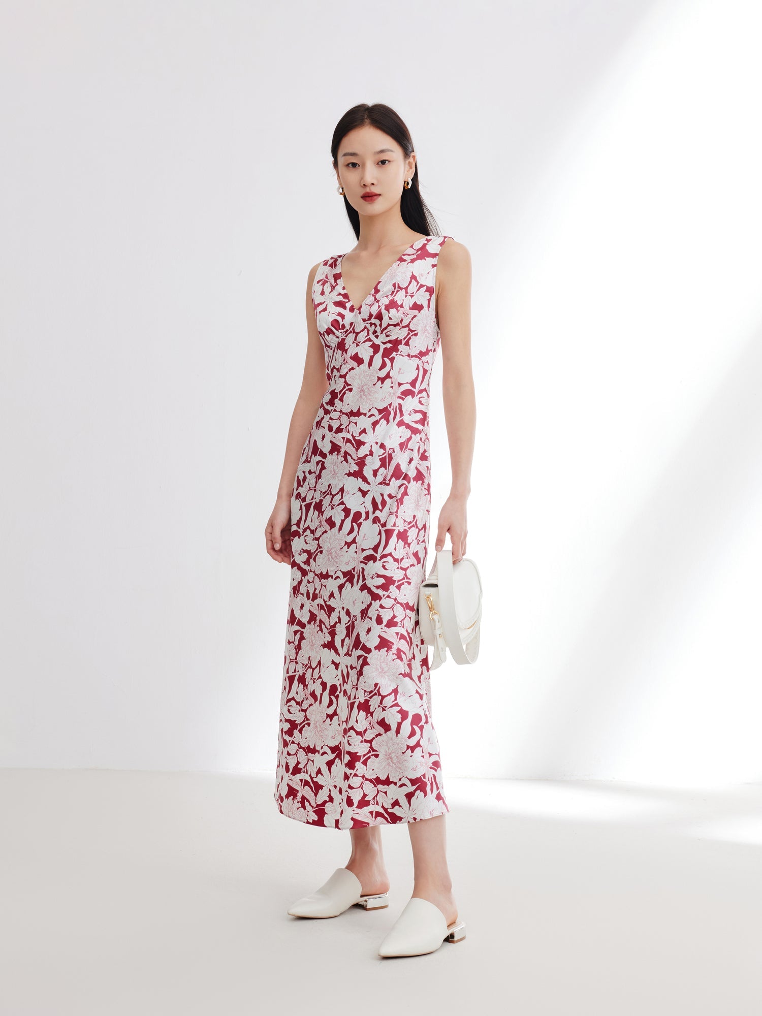 Silk Printed Dress | Red