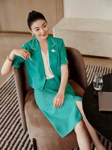 Jacquard Suit Jacket with Subtle Patterns | Green