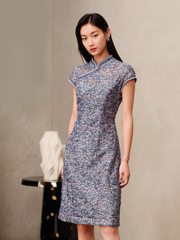 Chinese Style Slim Fit Dress | Purple
