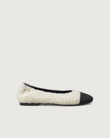 Enfiis Beige Fleece Square Toe Ballerinas | Beige