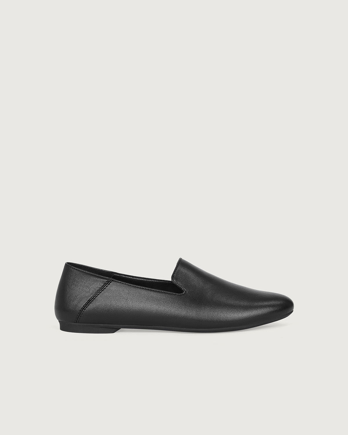 Enfiis Black Microfiber Loafer Flats | Black