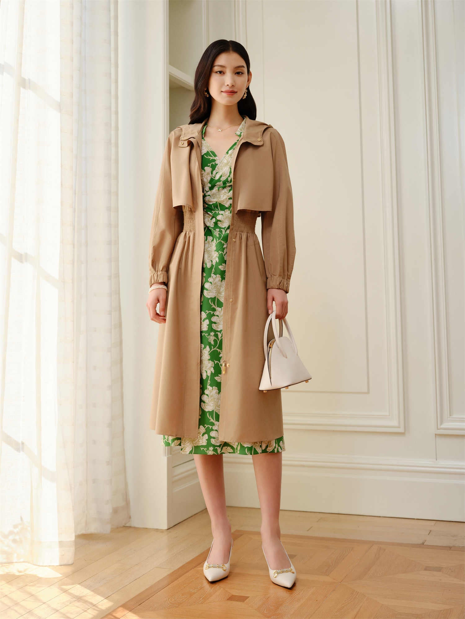 Silk Wool Dress | Khaki