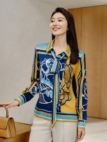 Printed Silk Blouse | Blue