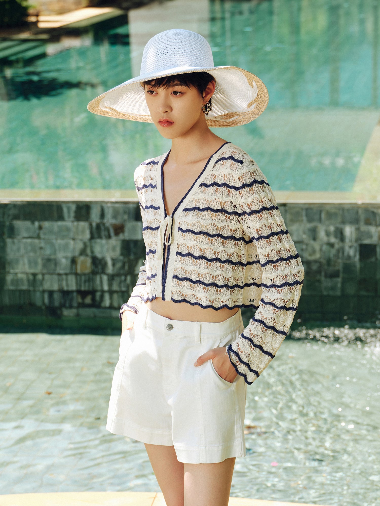 Tencel Cotton Denim Shorts | White