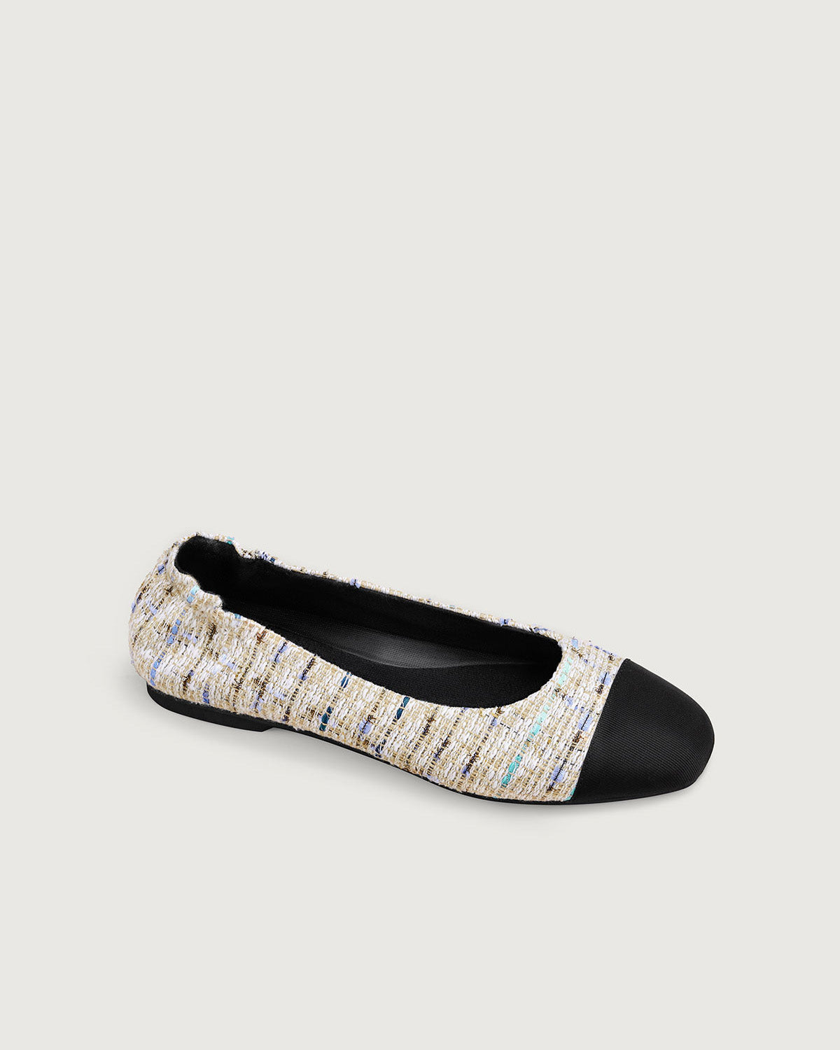 Enfiis Floral Rice Apricot Square Toe Ballet Flats | Multi