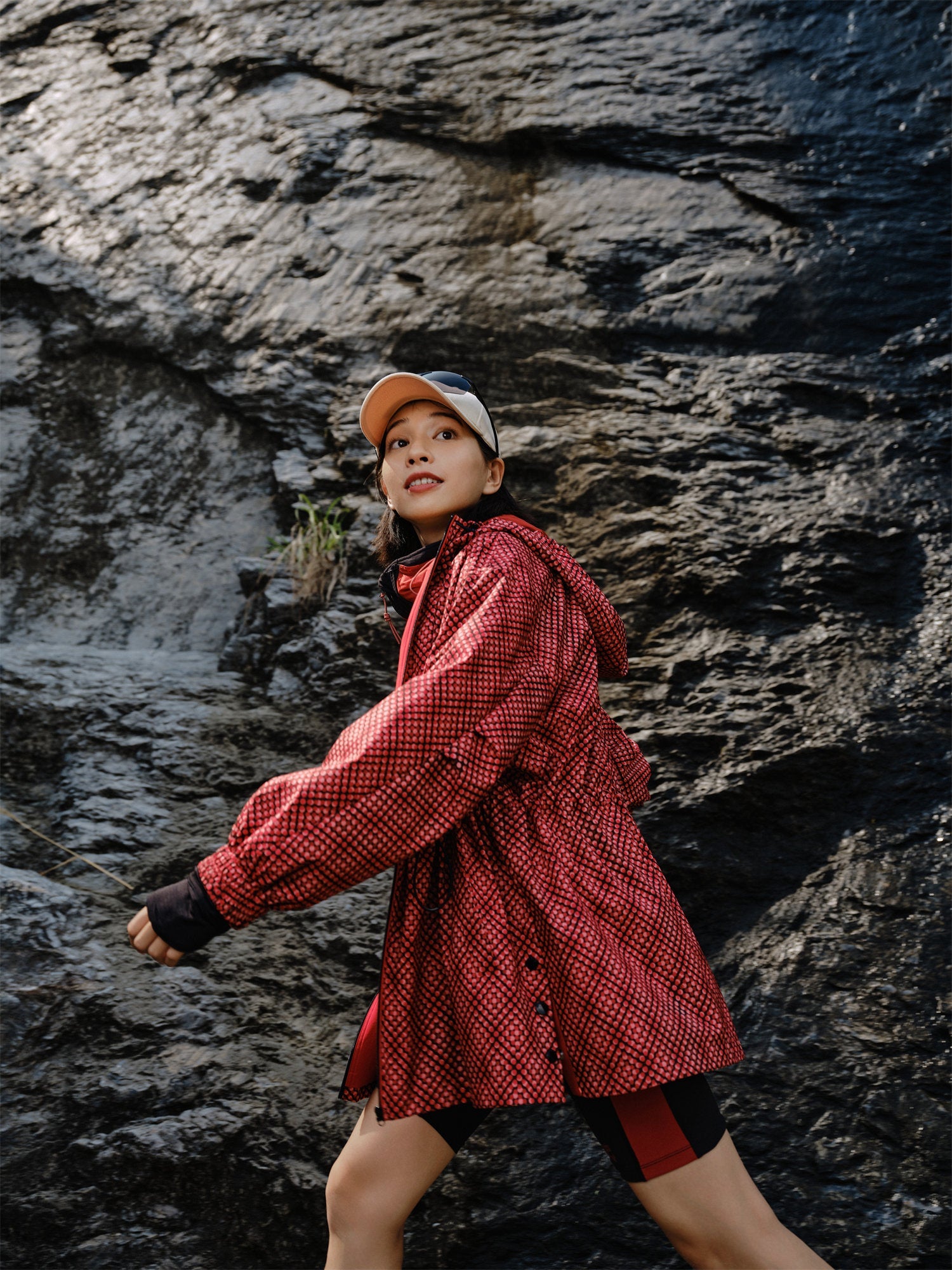 Hooded Printed Sweatshirt | Red