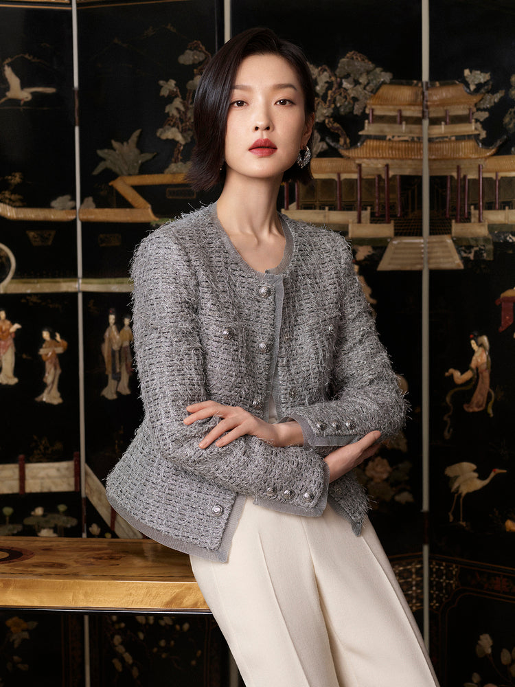 Parisian-style Boucle Jacket | Grey