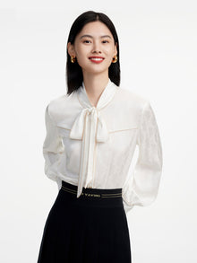 Lace-up Collar Shirt | Beige