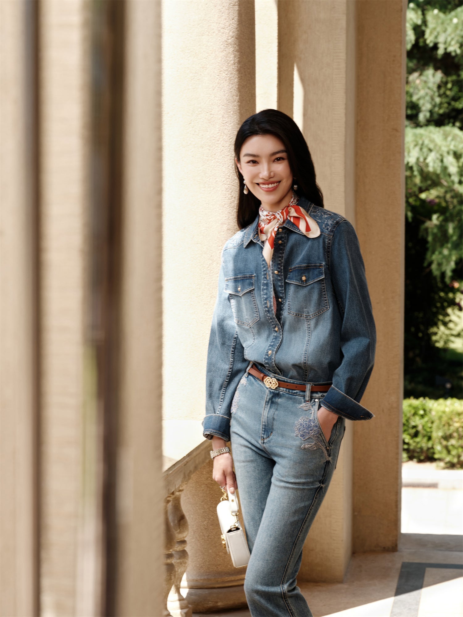 Stretch Waist Classic Denim Shirt | Blue