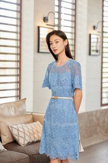 Peony Embroidered Dress | Blue