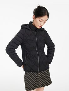 Knitted Panel Down Jacket | Black