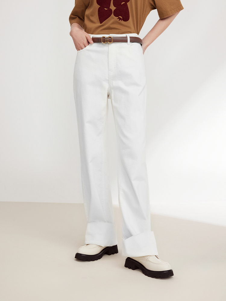 Straight-Leg Wide-Leg Jeans | White