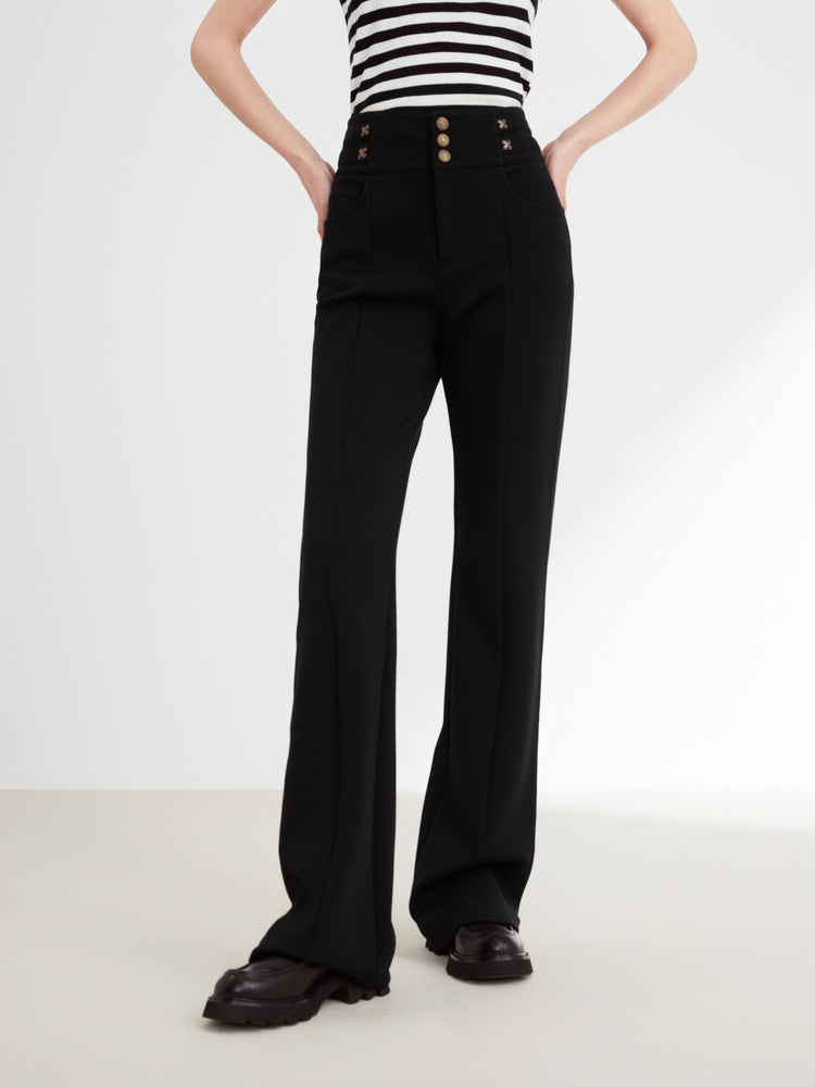 Slimming Slight Flare Pants | Black