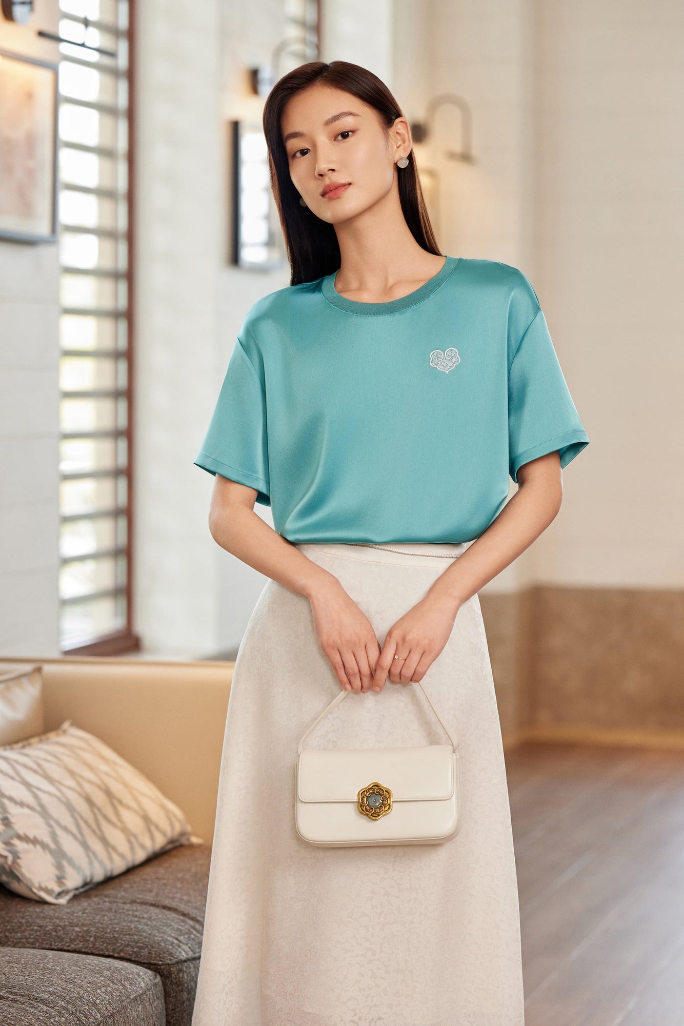 Acetic Acid Square Shoulder T-shirt | Green