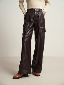 Leather Cargo Pants | Dark Brown