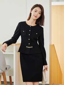 Parisian-style Knit Dress | Black