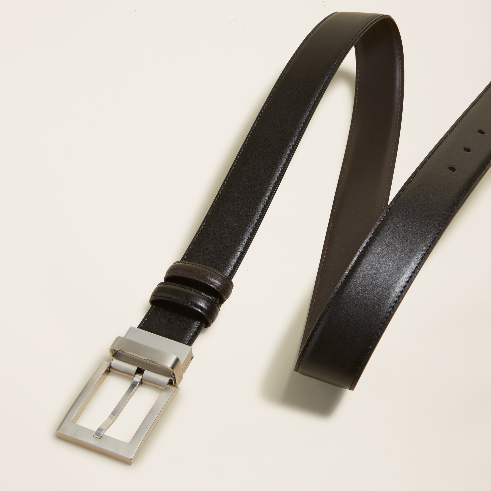 Mens | Emilio Reversible Italian Napa Leather Belt | Black/Dark Brown