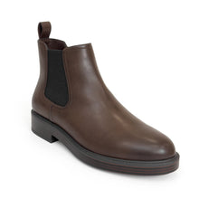 Poshan Bootie Low Block Heel | Fango/Black Burnished Faux Calf/Elastic