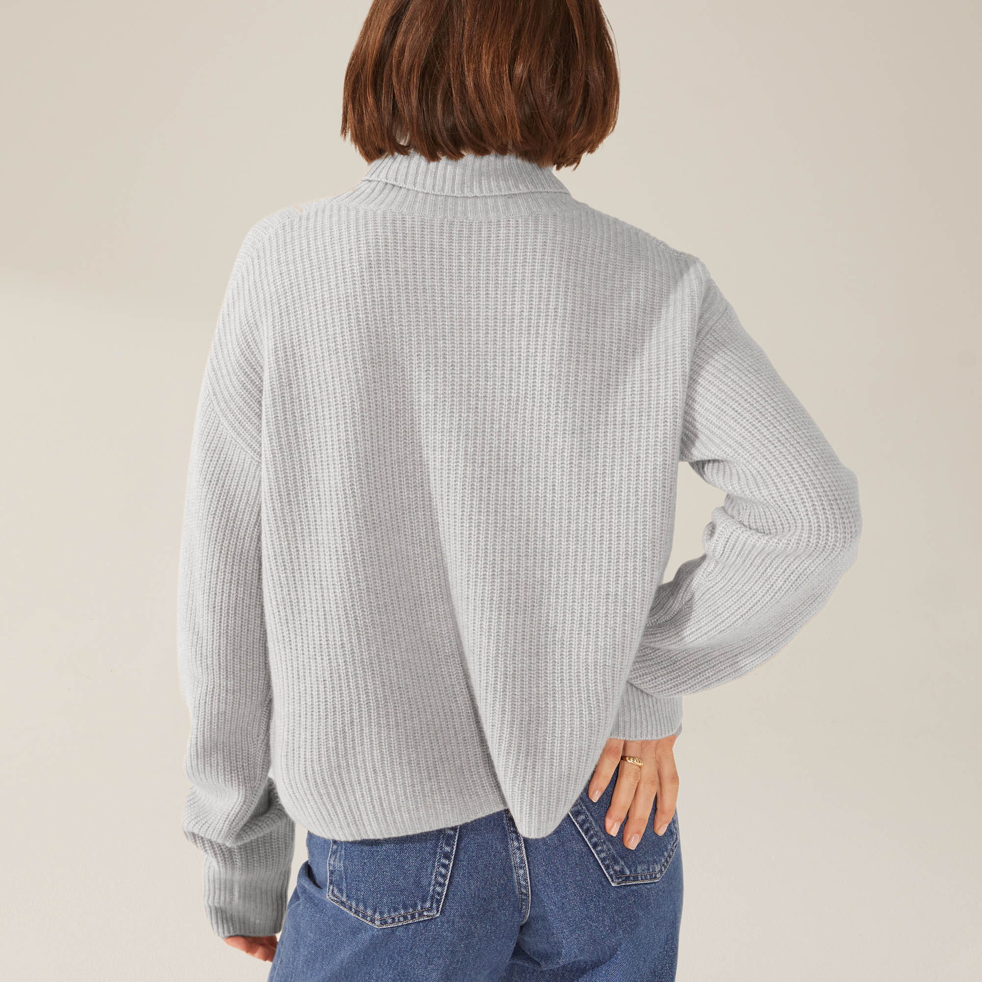 Womens | Ellie Chunky Cashmere Turtleneck | Pebble Grey