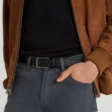 Mens | Bosco Italian Pebble Leather Belt | Palladium/Black