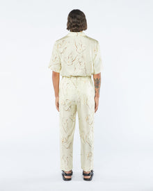 Mens | Jain Printed Twill Silk Pants | Line Drawing Small Scale